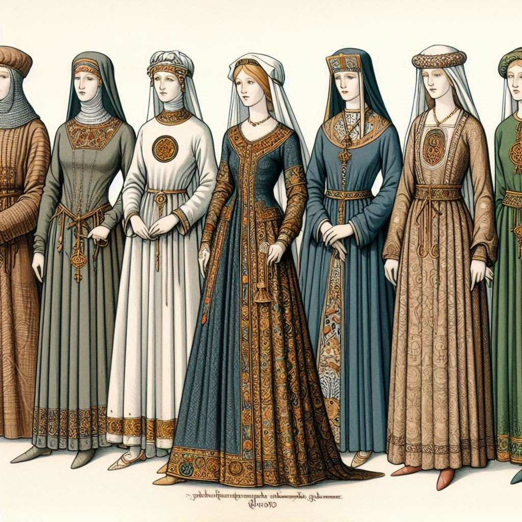 Middle Ages fashion with modest, functional clothing and intricate details